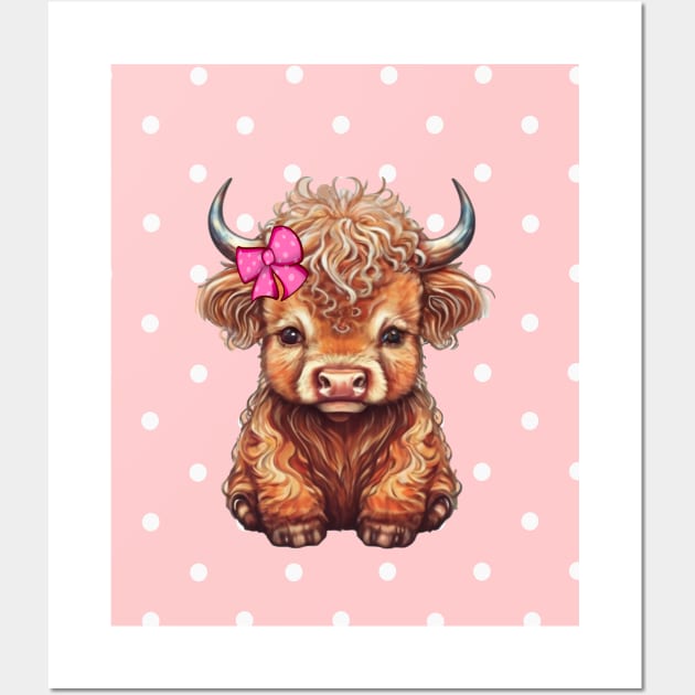 Highland Cow Cute Baby Cow Wall Art by tamdevo1